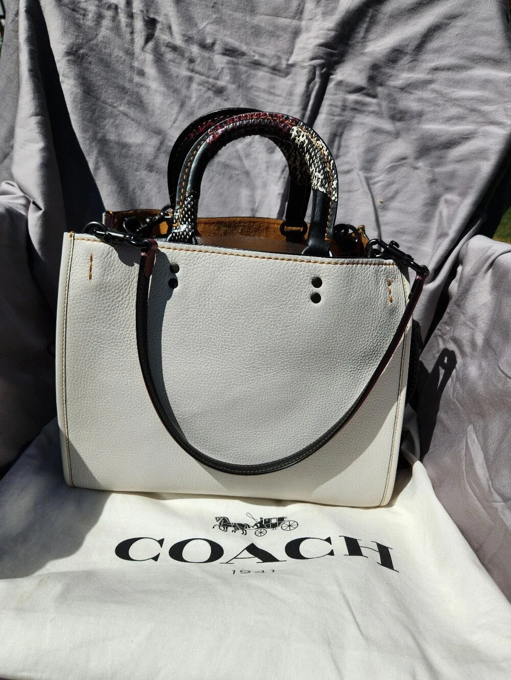Coach 1941 Rogue 30 Snakeskin Handle Tote Bag